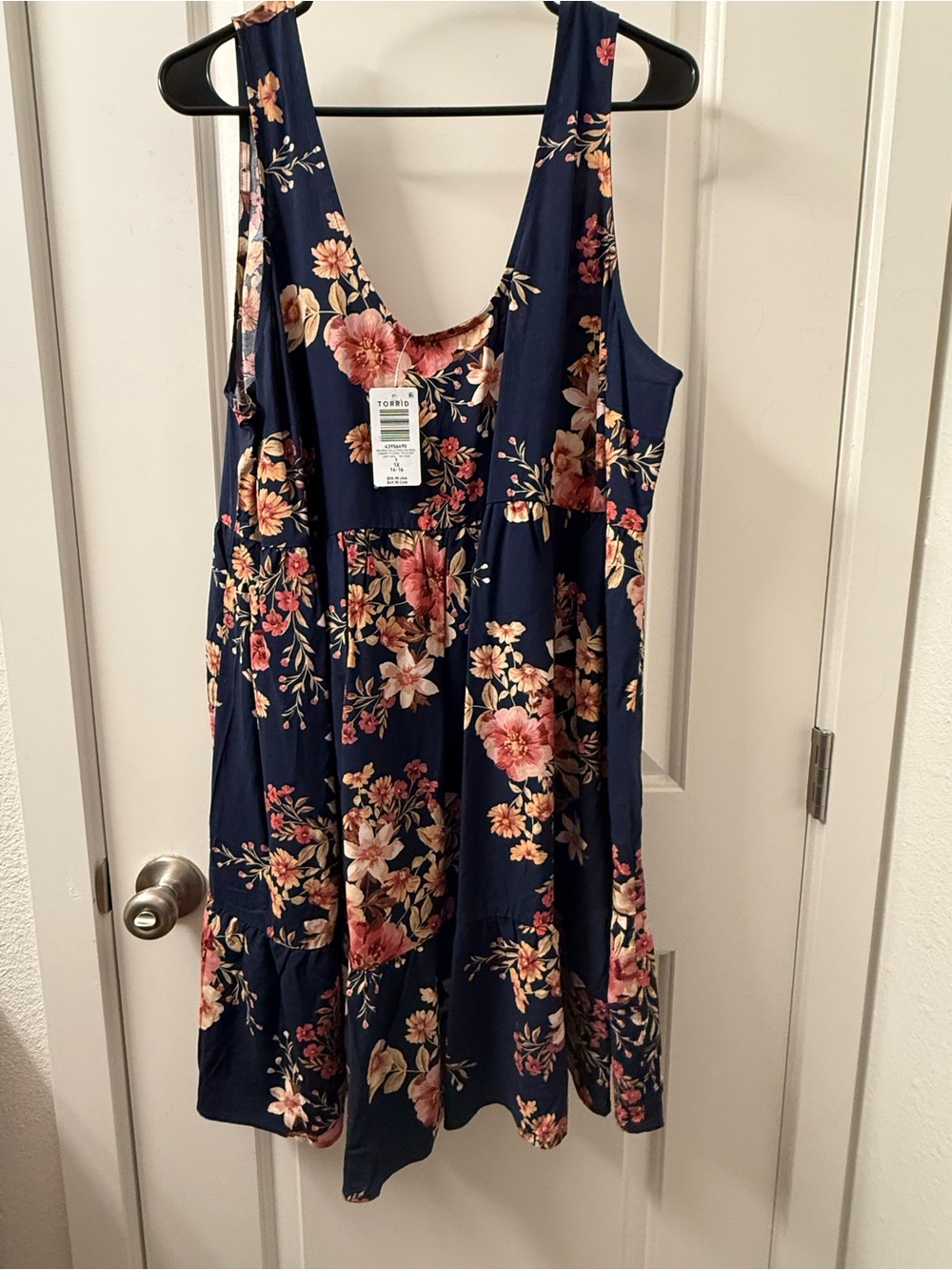 NWT Torrid Cammy Floral Tiered Tank Dress Navy 1X 14-16